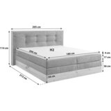 Livetastic postelja boxspring 180 cm x 200 cm , les, tekstil, leseni material svetlo siva | Shoptok.si