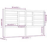  Uzglavlje za krevet sivo 206 x 4 x 104 cm od masivne borovine | Eponuda.com