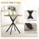  Okrugli kuhinjski stol 80 cm kompaktna ploča iverica metal bijeli hrast + crna | shoptok.hr