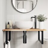  Zidna polica za umivaonik od čelika i masivnog bagremovog drva Smeđa 80 x 60 x 2 cm | shoptok.hr