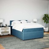 vidaXL Box spring postelja z vzmetnico modra 160x200 cm žamet | Shoptok.si