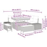  Sjedeća garnitura za vrt 8 kom. Crna poliratan 209 x 209 x 85 cm | shoptok.hr