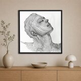 Wallxpert uramljena slika na platnu Cc-K-Sy-1028, linijski portret lica sa podignutom glavom od talasastih linija, 60 x 60 cm Cene