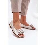 Zazoo Leather Ballerinas With Open Toes And Flower 1870 Distressed Gold Cijene