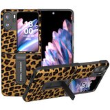 INORCO ABEEL Za Oppo Find N2 Flip 5G Leopard vzorec Kickstand Cover PU usnje + PC odporen na udarce etui za telefon, (22034384) Cene