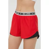 Under Armour Kratke hlače za trening Play Up 3.0 za žene, boja: crvena, s uzorkom, srednje visoki struk