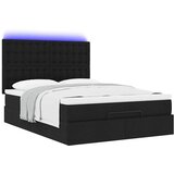  Otomanski krevet s madracem i LED crni 140x190 cm tkanine | shoptok.hr