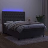  Box spring postelja z vzmetnico LED temno siva 140x200 cm žamet, (20789625) | Shoptok.si