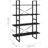 Ormarić za knjige s 4 razine crni 100 x 30 x 140 cm od borovine | Eponuda.ba