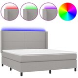  Box spring postelja z vzmetnico LED sv. siva 160x200 cm blago, (20789398) | Shoptok.si