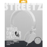 Streetz H300 slušalke z mikrofonom, zložljive, 3,5 mm priključek, 1 tipka daljinski upravljalnik, 1,5 m, bele, (21358113) | Shoptok.si