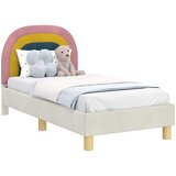  Okvir kreveta za malu djecu s naslonom Krem 70 x 140 cm Baršun | Eponuda.com