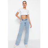 Trendyol blue Waist Detailed High Waist 90's Wide Leg Jeans | ePonuda.com
