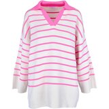  ženska džemper na pruge roze-beli Cene