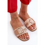 Boto Shiny Women's Flip Flops with Embellishment Beige Taleci | Shoptok.si
