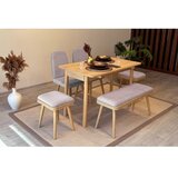 Hanah home vina mini 03 0701 oak soho grey (produžni set trpezarijskih stolova i stolica (6 komada)) Cene
