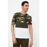 Trendyol Khaki Male Slim Fit Paneled Bike Collar T-Shirt | shoptok.hr