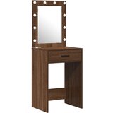  Set toaletnog stola s LED svjetlom crni hrast inžinjerska drvena konstrukcija | shoptok.hr