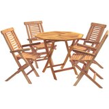  5-dijelni sklopivi vrtni bistro set Prirodna Čvrsto teak drvo | shoptok.hr
