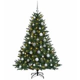  Umjetno božićno drvce s kuglicom 120 cm 150 LED lampica - Zelena 120 cm s LED-ima i srebrnim lopticama | shoptok.hr