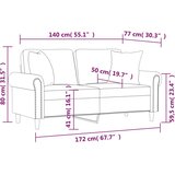  Dvosjed s ukrasnim jastucima boja crna 140 cm umjetna koža | shoptok.hr