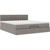  Otomanski krevet s madracem i LED smeđesivi 180x200 cm tkanine | shoptok.hr