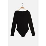Trendyol Black Ribbed Heart Collar Fitted Snap Snap Knitted Body | Shoptok.si