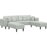 vidaXL Žametni kavč z blazino z blazino 3 pcs Svetlo siva 208 cm Žamet | Shoptok.si