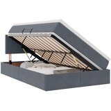  LED krevet za pohranu s madracem Tamnosiva 120 x 190 cm Baršun | shoptok.hr