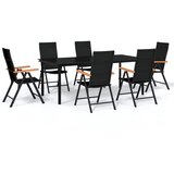  7-dijelni vrtni blagovaonski set crni Crna Dužina stola 200 cm | shoptok.hr