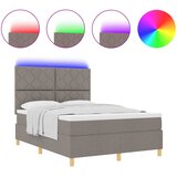 vidaXL LED Box Spring Postelja z vzmetnico Taupe 140 x 200 cm blago, (5000128242) u