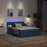 vidaXL Otomanska postelja z vzmetnico&LEDs temno modra 140x190cm žamet Cene