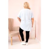 Kesi Włoski Plus Size women's blouse made of viscose with floral print and inscription blue | Shoptok.si