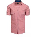 DStreet Red and white men's shirt with short sleeves KX0957 Cene