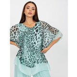 Fashion Hunters Mint silk blouse with print and 3/4 sleeves | Shoptok.si