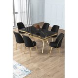 Hanah home trpezarijski set Prah, sto i 6 stolica, ploča u dekoru Sonata, zlatne noge, crna tkanina Babyface | Eponuda.com