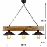 Opviq Vislica SAPKA smeđe/ crna, drvo 80 x 22 x 65 cm, ručni rad, 3 x E27 40 W, Üç Şapka Avize | shoptok.hr