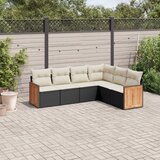  The Living Store Vrtna sedežna garnitura 6-delna z blazinami črna poli ratan - Vrtna Sedežna Garniture, (21449619) | Shoptok.si