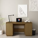 vidaXL Pisalna miza medeno rjava 140x50x75 cm trdna borovina | Shoptok.si