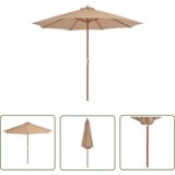  The Living Store Zunanji senčnik z lesenim drogom 300 cm taupe barve - Senčnik, (21743148) Cene