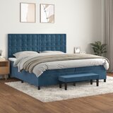 The Living Store Box spring postelja z vzmetnico temno modra 200x200 cm žamet - Box Spring Postelja, (21489038) Cene