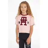 Tommy Hilfiger Dvostranski bombažen t-shirt roza barva