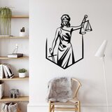 Wallxpert metalni zidni ukras 5158, boginja pravde sa povezom na očima, vagom i mačem, 63 x 75 cm, crni u