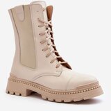 Boto Leather Women's Lace-Up Ankle Boots Beige Nicole 2836 | Shoptok.si