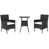  3-dijelni vrtni bistro set od poliratana s jastucima crni | shoptok.hr
