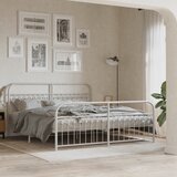  Metalni okvir kreveta uzglavlje i podnožje bijeli 183x213 cm | shoptok.hr