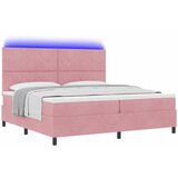  LED Box Spring Krevet Ružičasta 200 x 200 cm Baršun | shoptok.hr