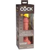 King Cock Elite 6 - realistični vibrator s vakuumom 15 cm (tamno prirodni)