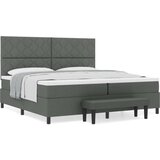 vidaXL Krevet s podnicom s madracem i klupom tamno siva 200x200 cm | shoptok.hr