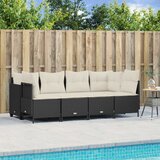  5-dijelna vrtna garnitura od poliratana s jastucima crna 204 x 55 x 70 cm | Shoptok.si
